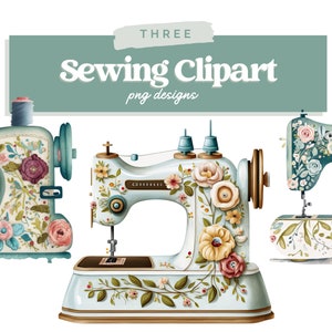 Watercolor Sewing Clipart, quilting clipart - Vintage Sewing machine clipart, Instant Download, commercial license