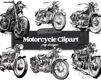 Vintage Motorcycle Clipart Bundle, Motorcycle Clipart, Watercolor Motorcycle Digital Graphics, Watercolor Motorbike Clipart, Commercial Use