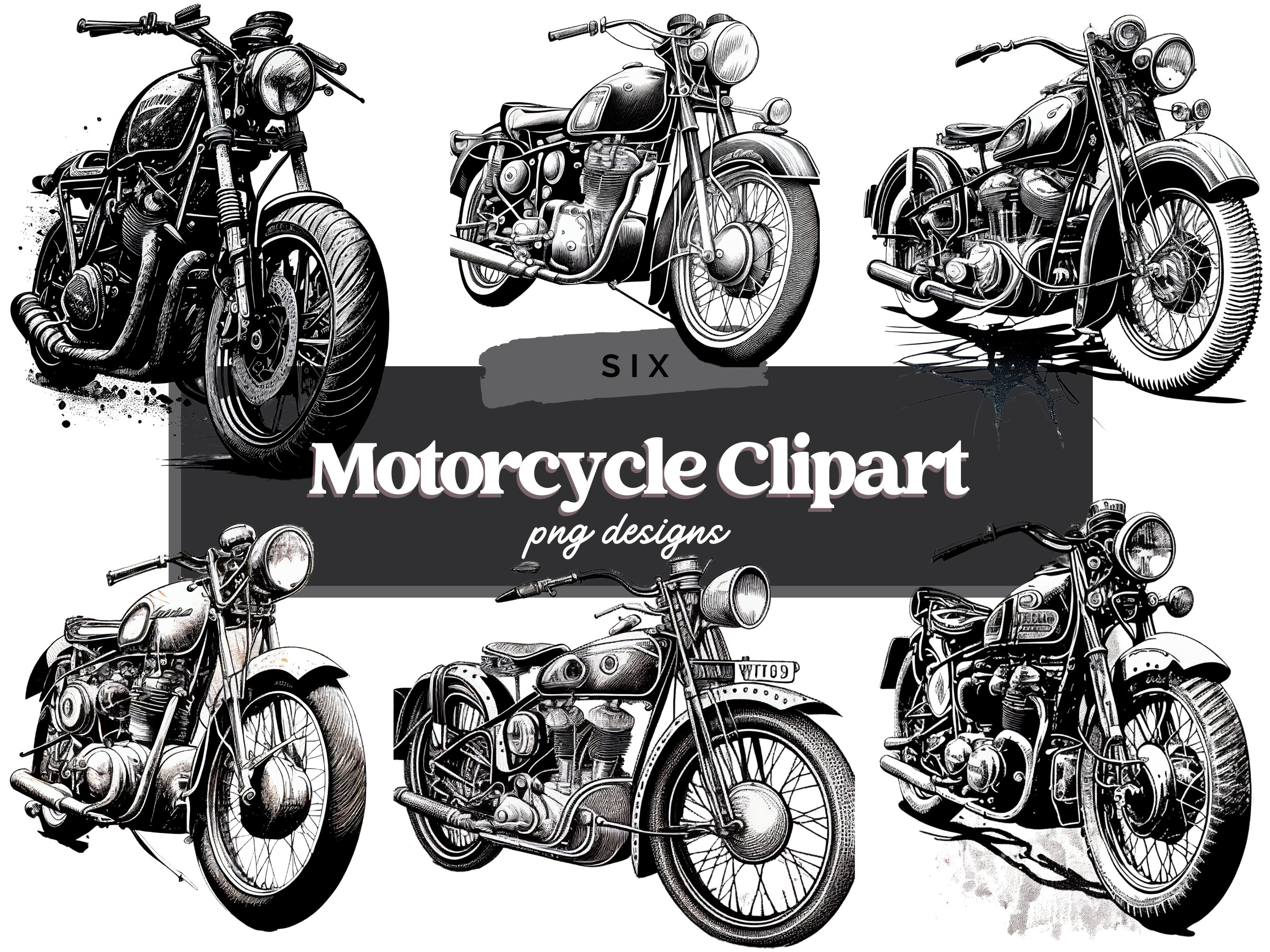 Vintage Motorcycle Clipart Bundle Motorcycle Clipart Etsy