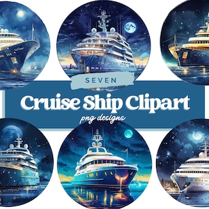 Watercolor Cruise Clipart, Cruise Vacation, Island Beach, Ship Clipart, Boat Png, Ocean Clipart, Vacation Sublimation