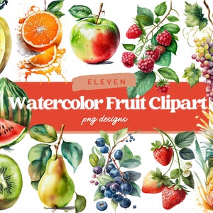 Watercolor fruit clipart, Fruit clipart bundle, Watercolor fruit digital images, PNG, Fruit Sublimation, Commercial Use, Instant Download