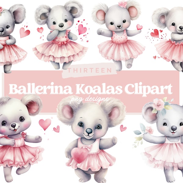 Ballerina Koala Clipart, Nursery Clipart, Kid clipart, Children, PNG, Book Illustration, Free Commercial use, Watercolor Koala Clipart
