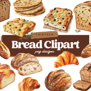 Clipart de pão, clipart de pão PNG, arte digital de clipart, pacote de clipart de pão, uso comercial, imagens digitais de pão, download digital