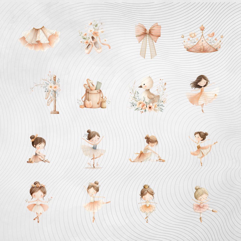 Ballerina Clipart - Watercolor - Cute Kid's Png - Ballet Clipart Bundle ...