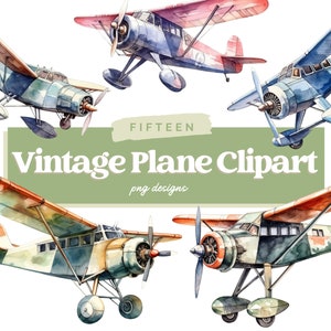 Watercolor Vintage Plane PNG Clipart, Vintage Clipart, Retro Clipart, Watercolor Plane, Commercial Use, Instant Download, Plane Sublimation