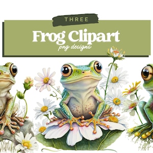 Frog Watercolor Clipart, Cute Baby Shower Graphics, Nursery Decor Wall Art, Amphibian Woodland Animal PNG