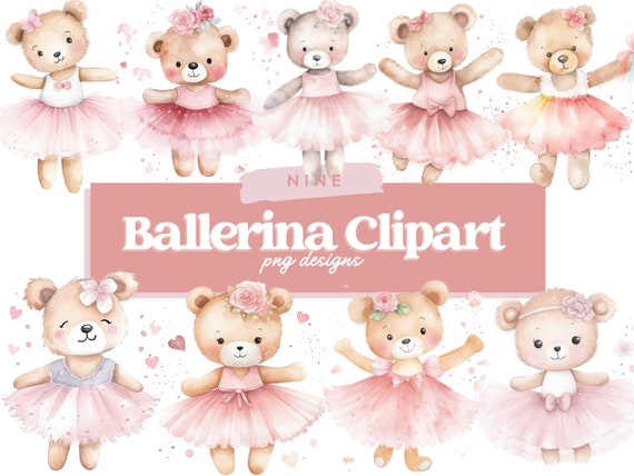 Ballerina Clipart, Cute ballet clipart, watercolor pink ballerina, swan clipart, tutu girls clipart, Ballerina planer stickers, illustration