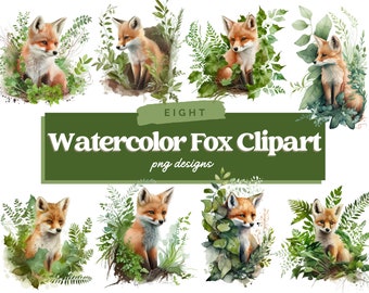 Aquarell Fuchs Clipart | Fuchs Clipart PNG | Clipart PNG Digitale Kunst | Süßer Fuchs Clipart | Aquarell Füchse | Kommerzielle Nutzung | Digitaler Download