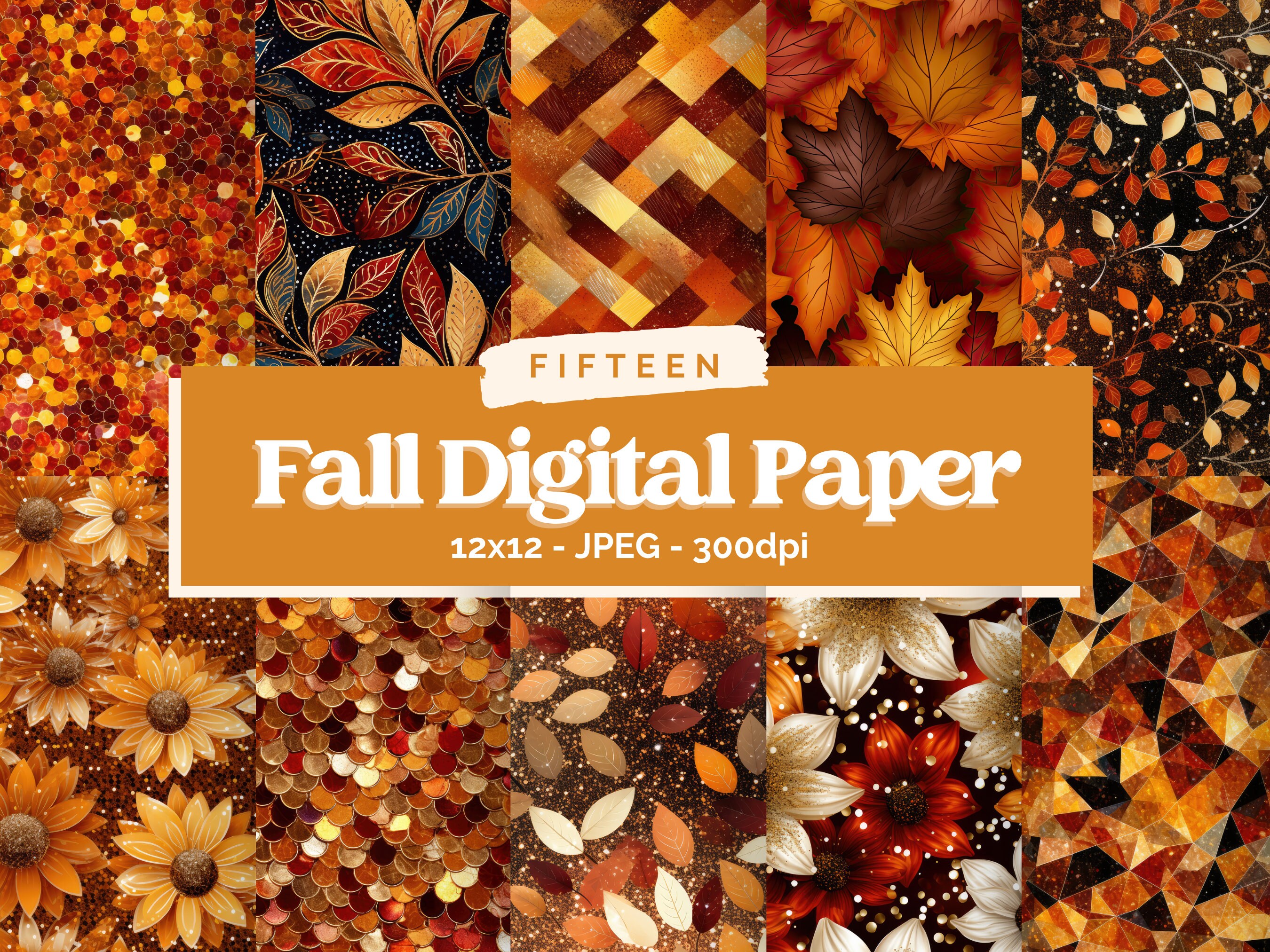 Fall Plaid Digital Paper Autumn, Fall Harvest Digital Paper, Pastel Fall Digital Papers, Fall Digital Paper Scarecrow, Fall Landscape