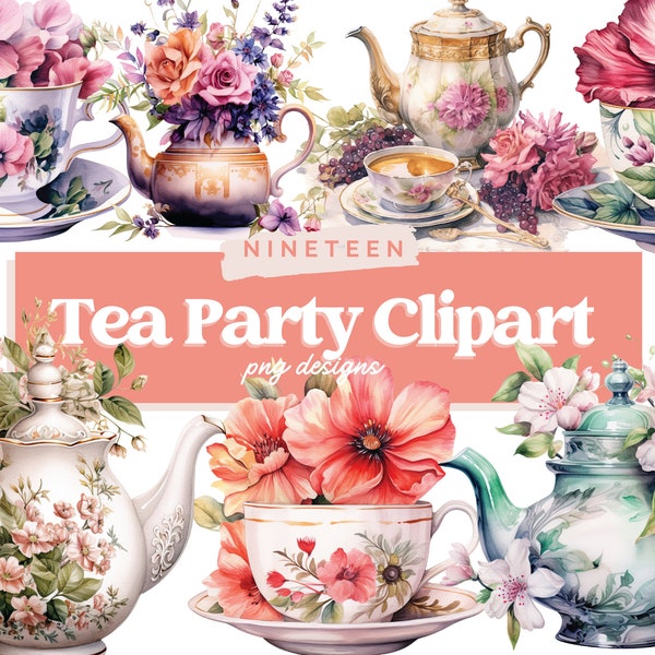 Teacup Clipart - Watercolor Tea Party, Pastel PNG, Free Commercial Use, For Kids Birthday Invites, Card Making, Crafts, Stickers, Journals