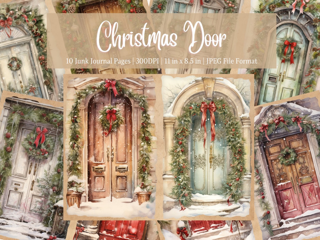 Christmas Door Junk Journal Kit, Vintage Door Christmas Junk Journal ...
