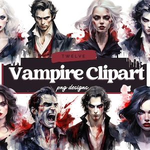 Aquarell Vampir Clipart, Halloween PNG, Dracula PNG, kommerzielle Nutzung, sofortiger Download, Scrapbooking, digitaler Planer, Sublimation