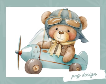 Watercolor Teddy bear clipart, Watercolor baby shower clipart, Boho Teddy bear clipart, vintage teddy bear, cute teddy clipart, little bear
