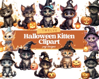 Aquarelle Halloween chaton Clipart, Halloween chat PNG, Halloween graphiques, Animal PNG, Halloween chaton Images numériques, usage Commercial