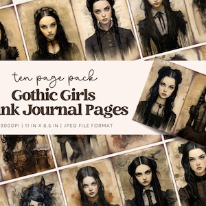 Gothic Girls Junk Journal, Vampire Junk Journal Pages, Gothic Junk Journal Pages, Junk Journal Printable Paper, Digital Collage Sheet
