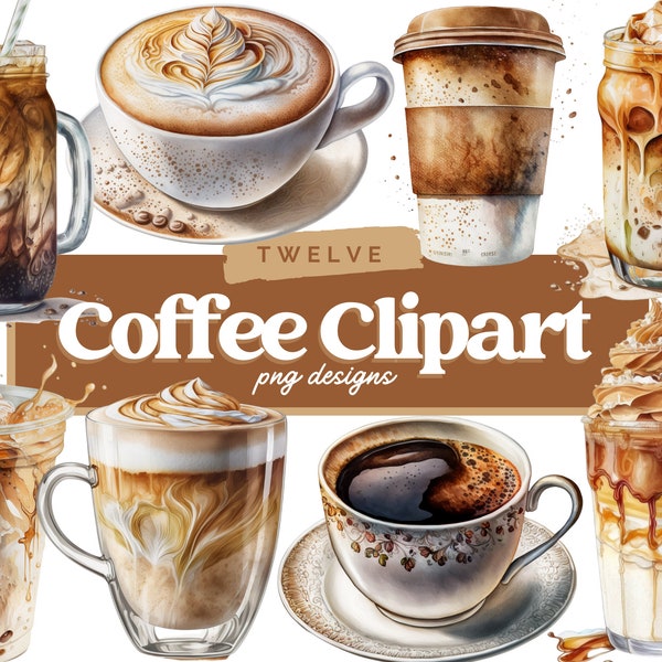 Watercolor coffee clipart, Coffee drinks clipart, Vintage coffee pots, coffee grinders, Coffee beans, Cup of coffee, PNG, Coffee Sublimation