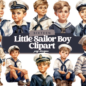 Acuarela Little Sailor Boy PNG Clipart, Diseños digitales, Sublimación de Sailor Boy, Uso comercial, Imágenes para Scrapbooking, Planificador digital