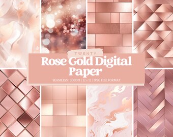 Rose Gold Digital Paper, Journal Paper, Web Background, Commercial Use, Digital Paper Bundle, Scrapbook Paper, Craft Paper, Texture Paper