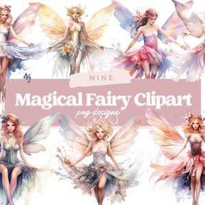 Feen Freunde Aquarell Clipart, Feen Clipart, Fantasy Clipart, Fairytale Bundle PNG, Buchkunst, Instant Download