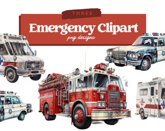 WATERCOLOR CLIPART, rescue vehicles art scrapbooking library png, graphics, watercolour, illustration sketch painting clip art transport car