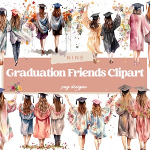 Aquarel afstuderen vrienden clipart, afstuderen illustraties, afstuderen vrienden PNG, clipart elementen, commercieel gebruik, afstuderen dag PNG