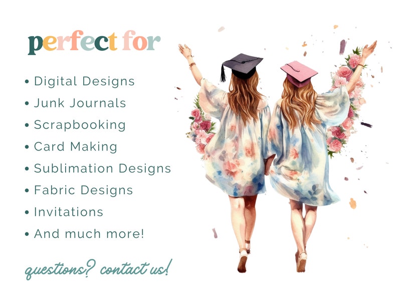 Watercolor Graduation Friends Clipart, Graduation Clip Art, Graduation ...