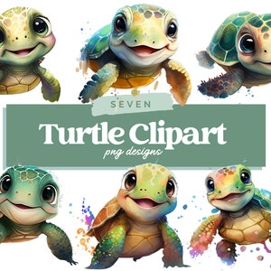 Acuarela tortuga marina, linda tortuga marina clipart, animales del océano tortuga marina PNG, tortuga marina agua burbujas flores sublimación tortuga imprimible
