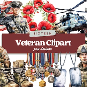 Veteran Clipart, Girl Veteran Clipart, Veterans Day Clipart, Military Png, Army Clipart, Watercolor Clipart, Scrapbooking, Junk Journal