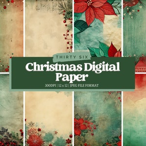 Printable Christmas Digital Paper, Christmas Ephemera, Fantasy Noel Xmas Pages, Download Junk Journal, Scrapbooking, Card Making, Crafts