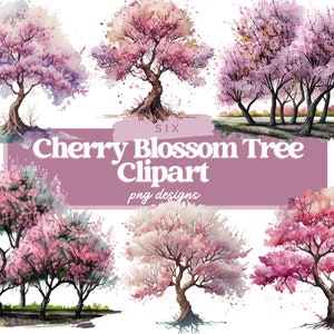 Aquarell Kirschblüten Baum Clipart, Kirschblüten Baum Clipart PNG, digitale Clipart, Kirschblüten Baum Clipart Bundle, kommerzielle Nutzung