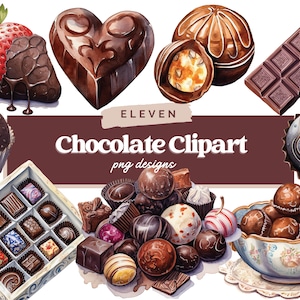 Watercolor Chocolate Clipart, Sweets Clipart Bundle, Kawaii Food Clipart, Junk Journal, Candy Clipart, Digital Paper Craft, Sublimation