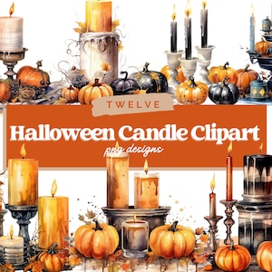 Watercolor halloween candles clipart, 12 High Quality PNGs, Halloween clipart, Spooky clipart, watercolor halloween, watercolor candles