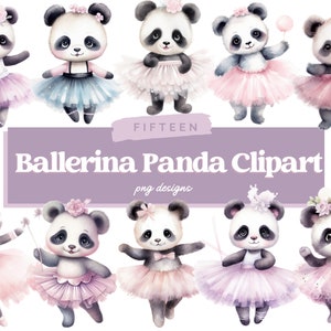 Ballerina Panda clipart, kwekerij clipart, Kid clipart, kinderen, PNG, boek illustratie, gratis commercieel gebruik, aquarel panda clipart