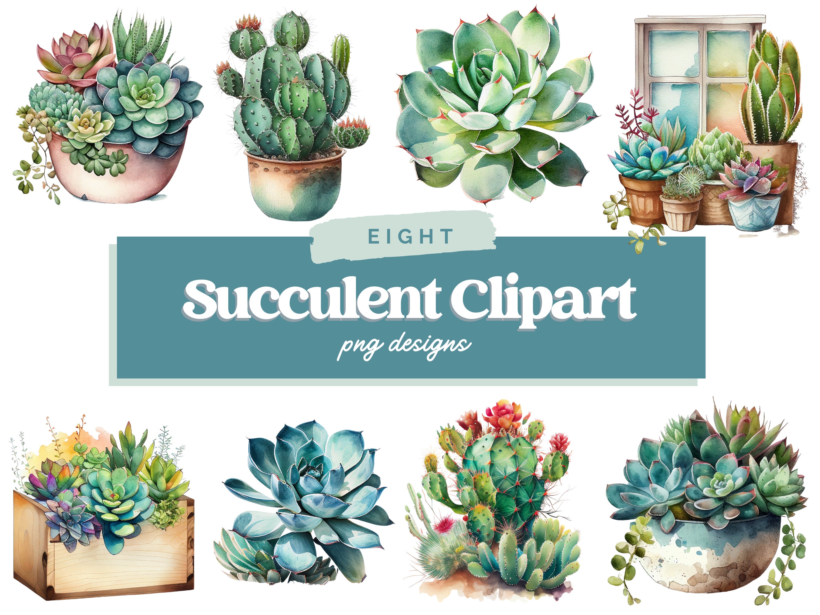 Succulent Clipart - Watercolor Succulent Clipart, Succulent PNG ...