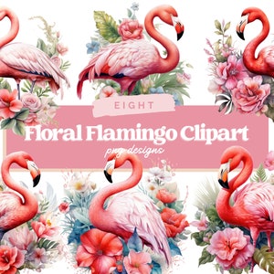 Flamingo Bird Watercolor Clipart, Flamingo Clipart PNG, Tropical bird art, Paper craft - Junk Journal, Scrapbooking