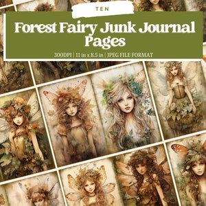 Forest Fairy Junk Journal Kit, Autumn Fairy Junk Journal Kit, Fantasy Fairy Collage Printables, Digital Fairy Kit, Fairy Seasons Collection