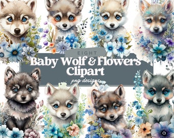 Acuarela bebé lobo Imágenes Prediseñadas, lindo bebé lobo Imágenes Prediseñadas, imágenes prediseñadas de bebé lobo, imagen digital de bebé lobo, paquete de imágenes prediseñadas de bebé lobo, uso comercial