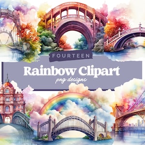 Watercolor Rainbow Bridges Clipart, Sublimation, Pet Memorial, Loss, Rainbow Bridge PNG, Wall Art, Digital Download, Commercial Use