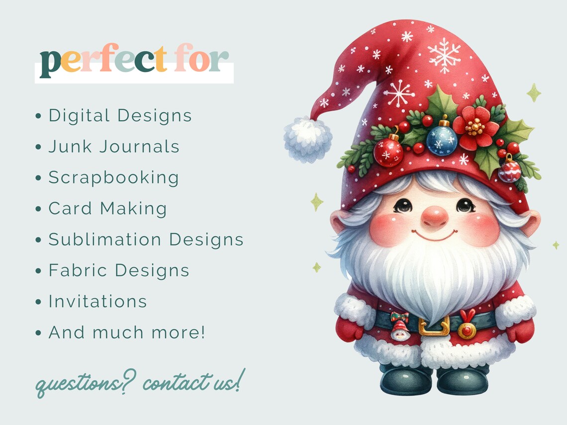 Christmas Gnome Watercolor Clipart, Gnome Winter Clipart PNG, Fantasy ...