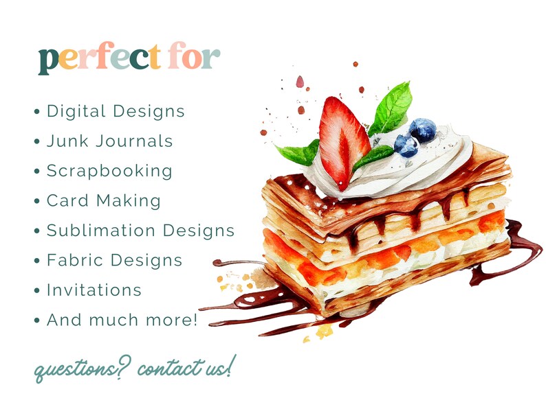 Watercolor French Patisserie Clipart Patisserie Treats Etsy