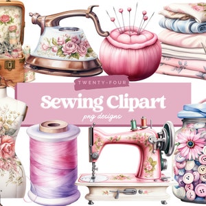 Watercolor Sewing Clipart, Sewing Machines Clipart, Instant Download, Commercial Use, Shabby Chic, Vintage, Cottagecore, Png