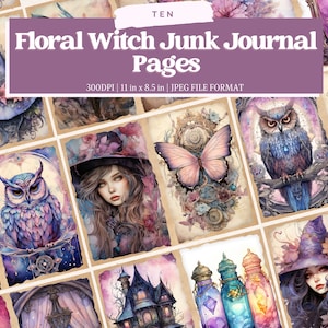 Printable Junk Journal Witch Pages, Witch Junk Journal Pages, Digital Scrapbook Paper Kit, Printable Spell Book, Potion Collage, Ephemera