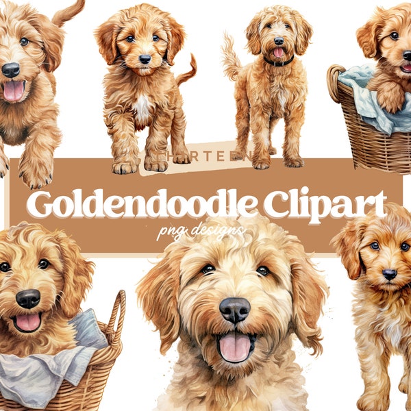 Goldendoodle Clipart, Dog PNG, Golden Doodle PNG, Cute Dog Clipart, Nursery Clipart, Dog Watercolor, Puppy Images, Commercial License