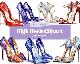 Aquarel luxe schoenen clipart, 16 hoge kwaliteit PNG-bestanden, mode clipart, schoenen illustratie, afdrukbare graphics, mode-sublimatie