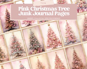 パステルカラーのクリスマスツリーのジャンクジャーナルコラージュ