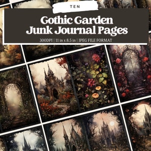 Gothic Garden Junk Journal Pages Gothic collage sheets scrapbooking cards ephemera Mysterious Garen Junk Journal Kits Gothic Floral Blooms