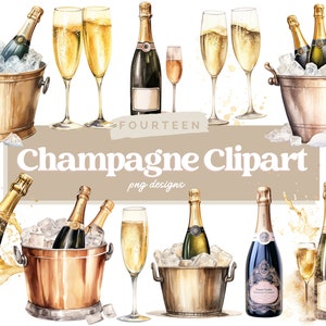 Clipart de celebração em aquarela, clipart de festa em aquarela, clipart de casamento, champanhe PNG, vinho PNG, balde de gelo, clipart de convite