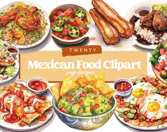Mexican Food Clipart | Watercolor Food Clipart | Guacamole PNG | Churro Clipart | Quesadilla Clipart | Mexico Clipart | Kawaii Clipart
