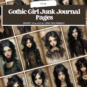 Gothic Girls Junk Journal, Vampire Junk Journal Pages, Gothic Junk Journal Pages, Junk Journal Printable Paper, Digital Collage Sheet