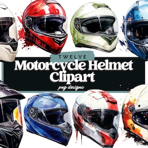 Motorcycle Helmet Clipart Bundle, Motorcycle Clipart, Watercolor Clipart, Helmet PNG, Commercial Use, Digital Images for Scrapbook, Journal